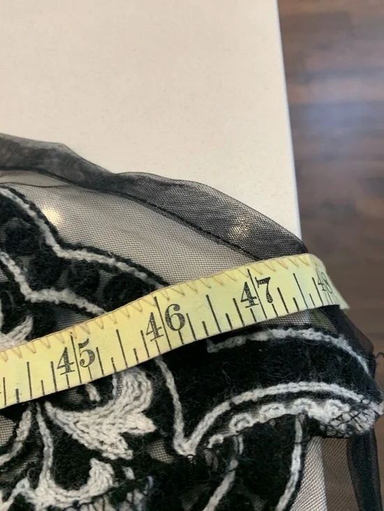 Mechant Sheer Black Mesh kimono duster embroidered L. Vintage - Picture 9 of 10